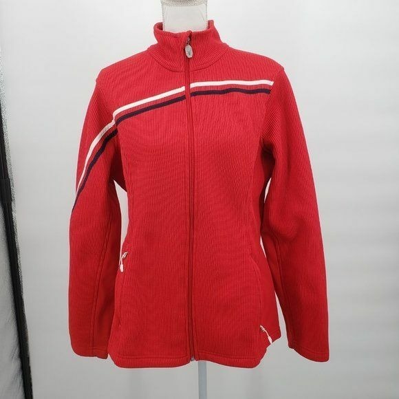 Spyder Womens Stryke Red Full Zip Fleece Jacket Layering Ski Snowboard Size XL - Picture 2 of 12